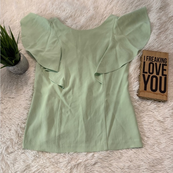 NWT Banana Republic Lucia Flutter Top / Blouse in New Aloe Green - Picture 1 of 8